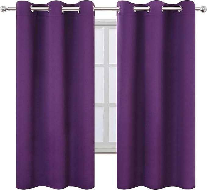 Purple Thermal Blackout Curtains/38 x 63 Inch/Set of 2 Panels Room Darkening - Image 2