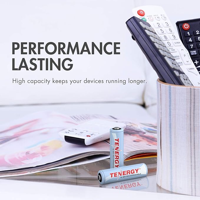 Tenergy Rechargeable Battery and Charger Combo TN162 - 8-Bay Smart AA/AAA NiMH/NiCd Charger + 8 pcs AAA NiMH Rechargeable Batteries