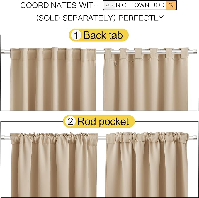 NICETOWN Window Treatment Curtains Room Darkening Drapes - Image 3