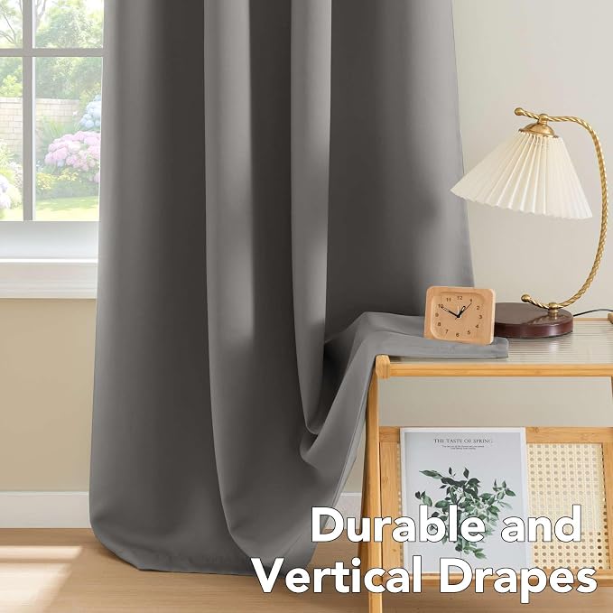 H.VERSAILTEX Solid Grey Color Thermal Insulated Blackout Curtains Metal Grommet - Image 8