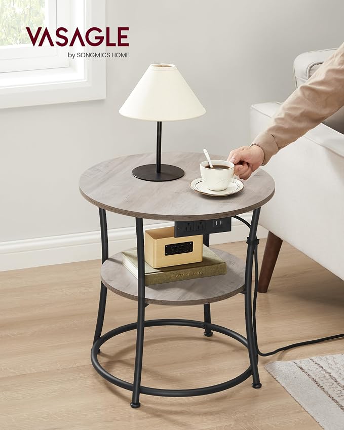 VASAGLE 21.7-Inch Round Side Table, 2-Tier End Table | Nightstand - Image 2