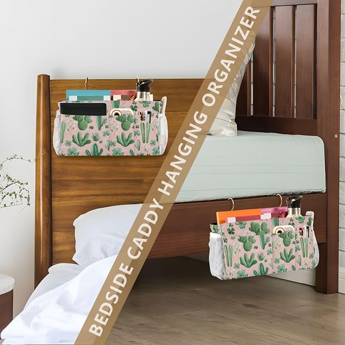 Floral Pink Cacti and Clovers Bedside Caddy - Image 7