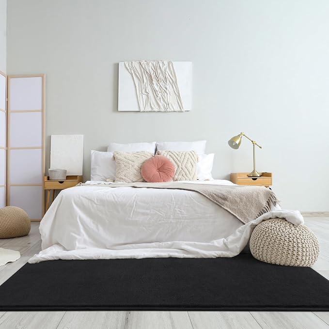 Modern Soft Hallway Runner Rug, 2x10 Feet Washable Long Runner Rugs | Black - Image 8