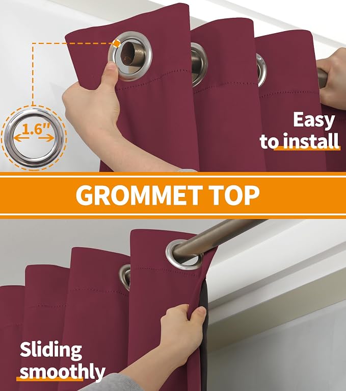 YoungsTex Burgundy 100% Blackout Curtains - Image 5