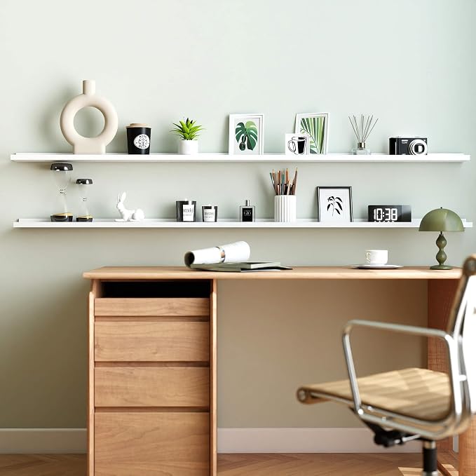 White Floating Shelves for Wall Decor, 71 in Shelf - Image 4