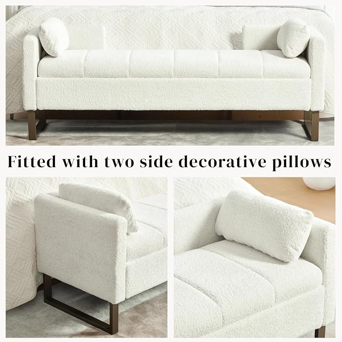 Aoiy & Wifon 63.98" W Storage Ottoman Bench, End of Bed Bench, King Size - Image 7
