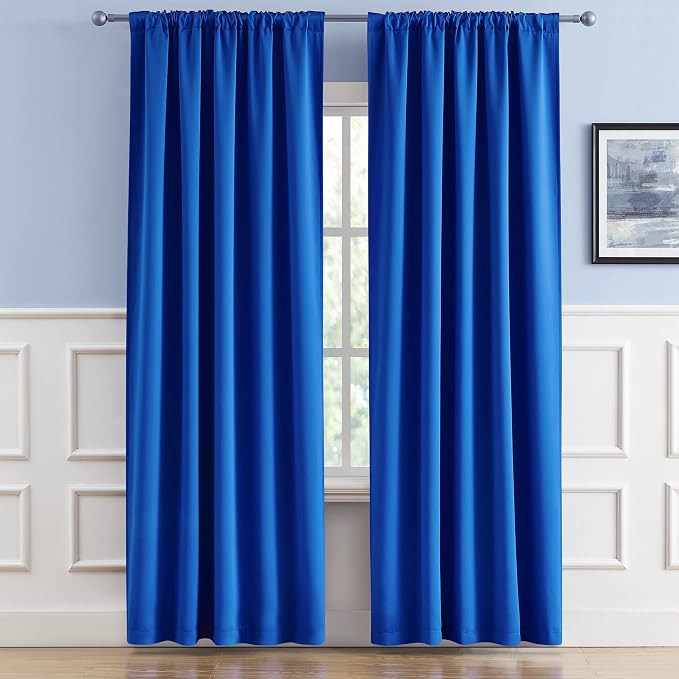 Royal Blue Curtains Room Darkening Curtains，Rod Pocket and Back Tab Thermal - Image 2