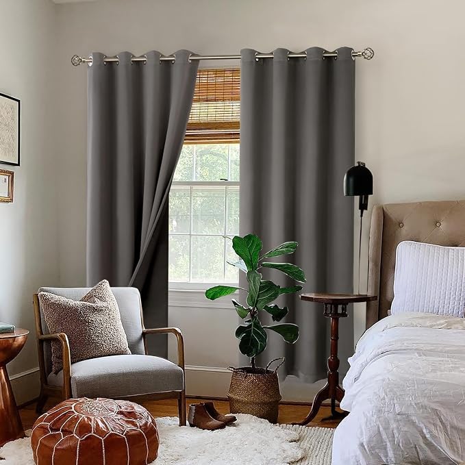 BGment Grey Blackout Curtains for Bedroom Window 84 Inch Length 2 Panels Set - Image 2