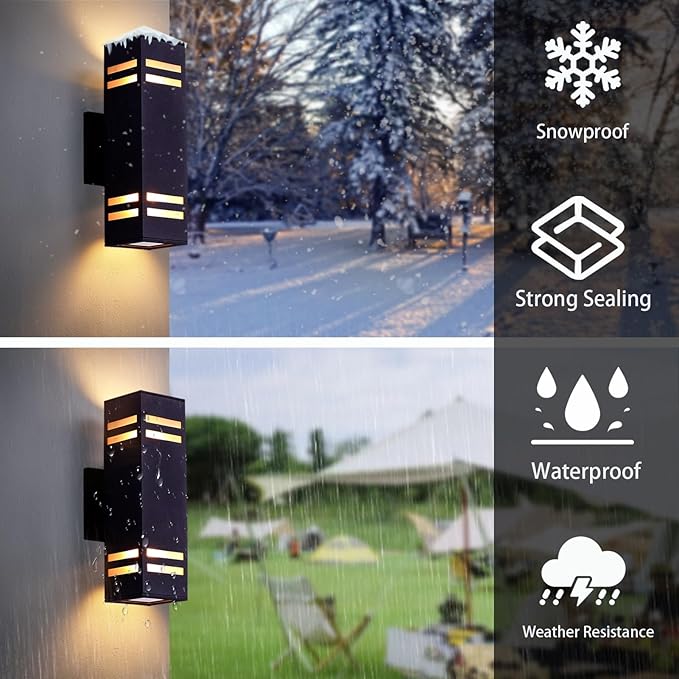 iYogaled Dusk to Dawn Outdoor Wall Light, Brown Exterior Up Down Lights Outdoor Light Fixture, Porch Lights Wall Mount 2 Pack, IP65 Aluminum Modern Outside Lights for House Front Door, Porch