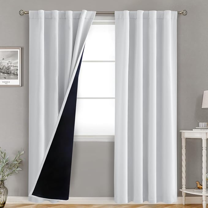 BGment Greyish White 100% Blackout Curtains by BGment