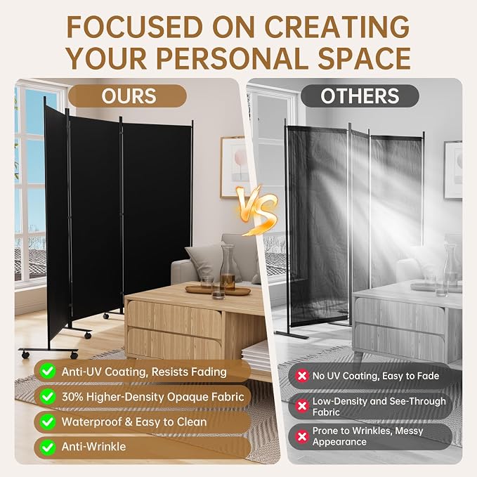 Room Divider 102'' Wide Folding Room Divider Panel - Image 4