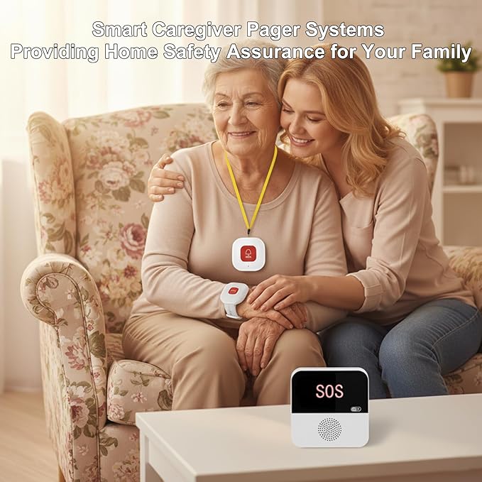 PerfeSafe Wireless Caregiver Pager Life Alert System for Seniors No Monthly Fee, Wi-Fi APP Control Medical Alert Systems for Seniors at Home, Waterproof Call Button for Elderly, Patients, Disabled