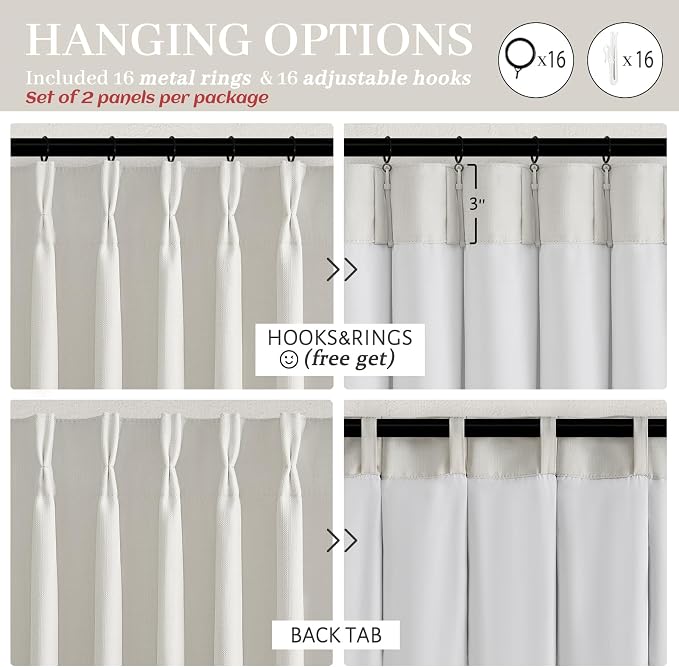 PleatedDrapes 100% Blackout Curtains 78 Inches Long 2 Panel Set - Image 6