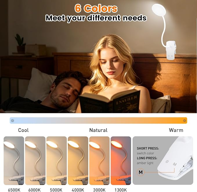 Cordless Rechargeable Clip On Desk Lamp Thick Flexible 360° Gooseneck | 450 - Image 4