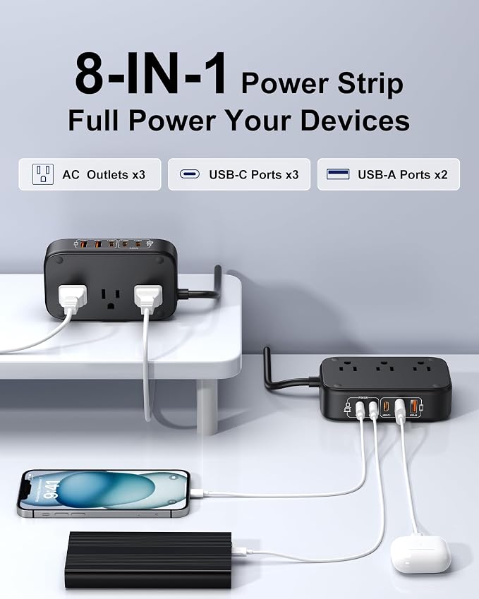 7-in-1 Power Strip, PD GaN 65W USB C Power Strip - Image 3