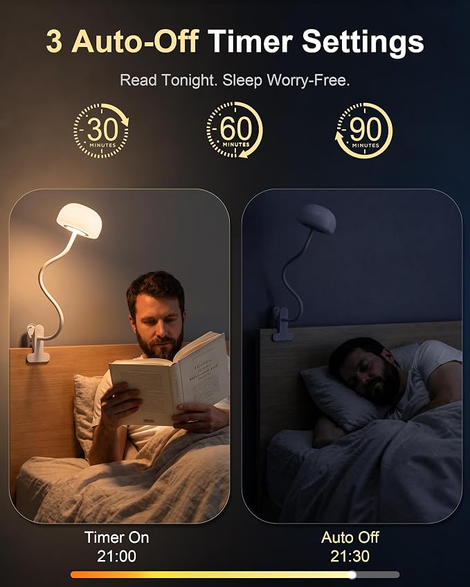 Clip on Light for Bed, Headboard Reading Lamp, Dorm Room Essentials | Flexible - Image 6