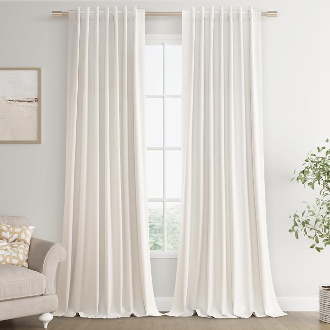 Joywell 100% Blackout Extra Long Linen Curtains 120 Inches Long - Image 8