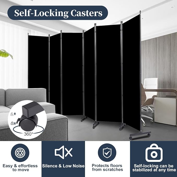 Room Divider 6 Panel-132''Wide Folding Privacy Screen, Large Partition Wall | - Image 3