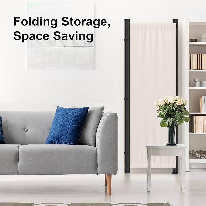 Room Divider 4 Panel Partition Room Dividers & Folding Privacy Screens w/ 3 - Image 6