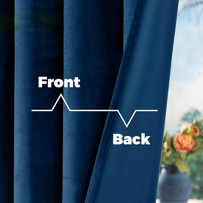 BGment Dark Blue Velvet Curtains - Image 4