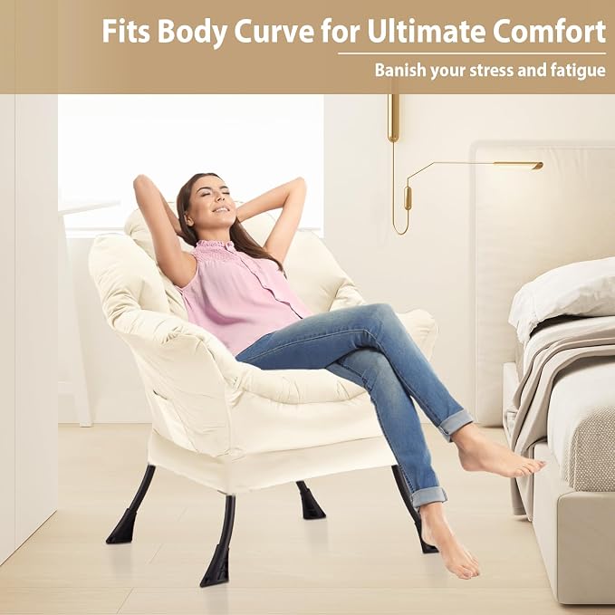 Youtanic Lazy Chair Thick Padded, Comfy Velvet Accent Lounge Chair - Image 5