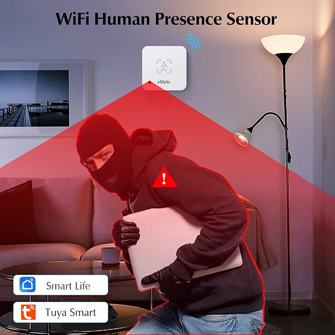 eMylo WiFi Human Presence Sensor 3 Pack, WiFi Millimeter Wave Radar Detection - No Hub Needed, 24/7 Smart Motion Detection for Home & Business, Compatible with TUYA/Smart Life(2.4 GHz Wi-Fi Required)