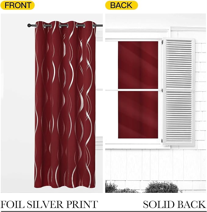 NICETOWN Wave Line Blackout Curtains 84 inch Length 2 Panels Set | Noise - Image 5