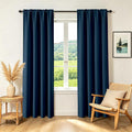 CUCRAF Navy Blue Blackout Curtains 90 inch Length 2 Panels Set, Rod Pocket Room by CUCRAF
