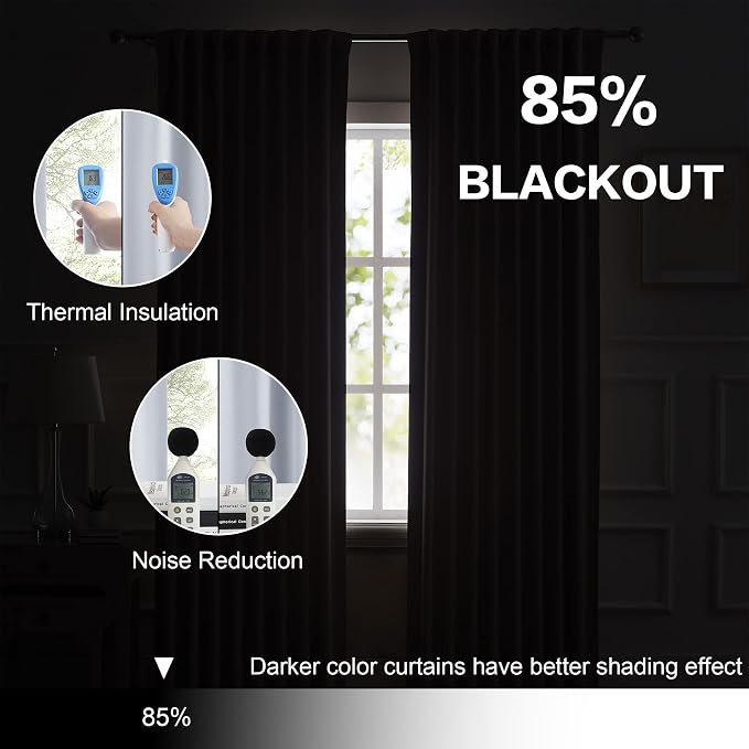 Silver Grey Curtains Room Darkening Curtains, Rod Pocket and Back Tab Thermal - Image 6