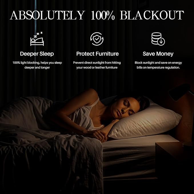 Pinch Pleated Linen Curtains 100% Blackout 102 Inches Long - Image 2