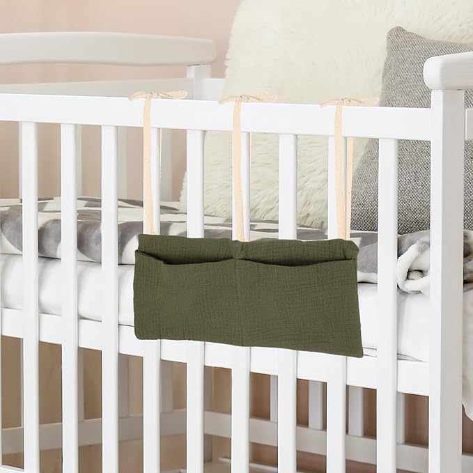 uxcell Bedside Caddy, 2 Pocket Cotton Bedside Hanging Storage Bag, Soft Cotton by uxcell