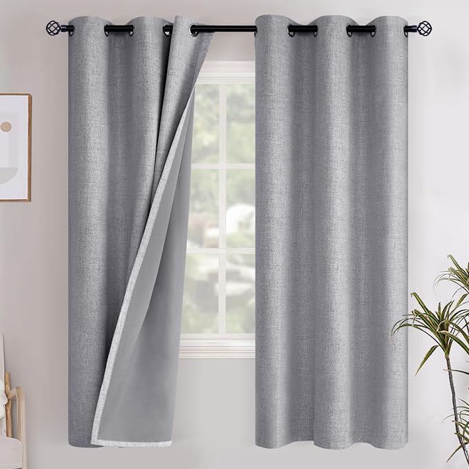YoungsTex Grey Linen Blackout Curtains by YoungsTex