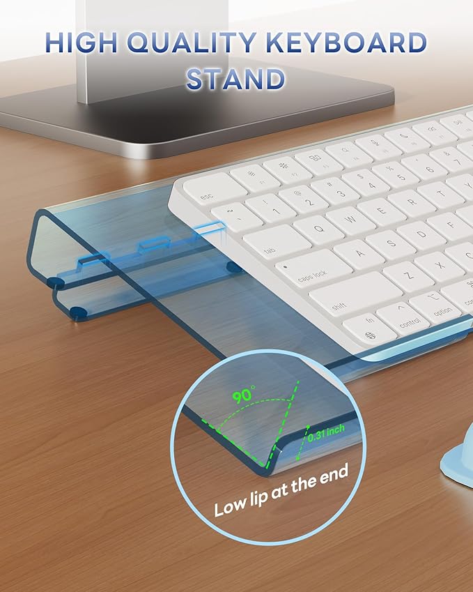 Laborio Computer Keyboard Stand for Desktop, Ergonomic Keyboard Wrist Rest 2-Level Height Adjustment, Non-Slip Key Board Riser Pad for Office, Gaming, and Home Desks