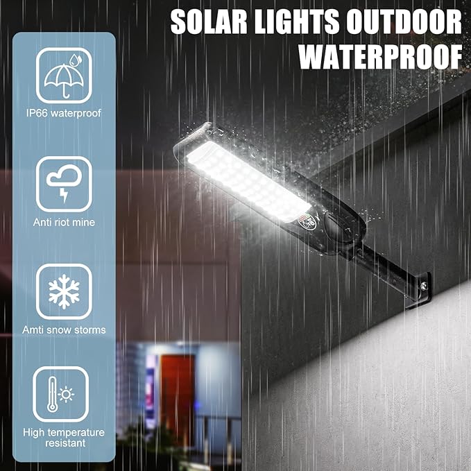 LAMPTEC Solar Street Lights Outdoor Waterproof,30000LM Dusk to Dawn Solar Lights with Motion Sensor and Remote Control Solar Powered LED Flood Light Outside for Parking Lot, Security, Garden, Garages