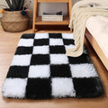 KICMOR Small Rug for Bedroom, 2x3 Fluffy Soft Black and White Checkered Rug by KICMOR