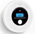 Alertlink 2-in-1 Smoke and Carbon Monoxide Detector Alarm, with Voice Alert,10-Year Battery Fire & CO Alarm with Large LCD Display, Easy Install with Adhesive or Screws