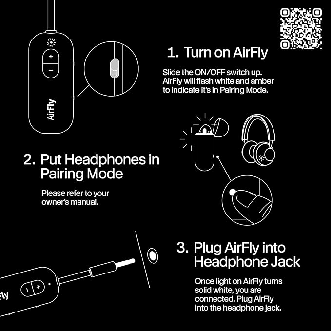 Twelve South AirFly SE | Bluetooth Wireless Audio Transmitter Adapter for AirPods/Headphones, 20+ Hr Battery, Works with 3.5mm aux Jacks on Airplanes, TVs, Gym Equipment, and Travel
