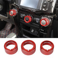 JeCar Air Conditioner Button Trim Cover Aluminum Alloy Knob Cover Compatible with Toyota 4Runner 2010-2023, Red