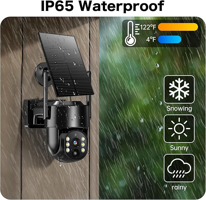 Solar Security Cameras Wireless Outdoor, 5G/2.4G Solar WIFI Cameras for Home Security,Battery Powered Outside Camera,Human Detection, Color Night Vision, 2-Way Talk for home Porch/Garage/Yard