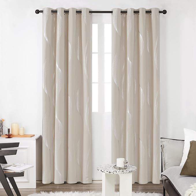 Deconovo Curtains for Living Room, Pattern Blackout Curtains 54 Inches Long | - Image 2
