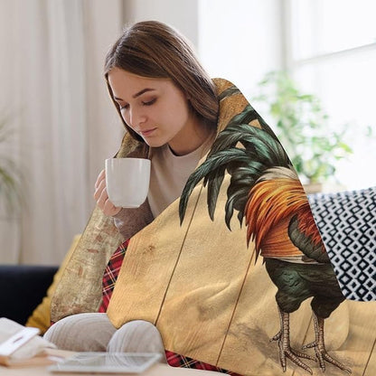 Rooster Blanket Chicken Country Animal Print Throw Blankets for Couch Sofa Stuff Decor Soft Cozy Fleece Plush Flannel Bedding Gifts for Adults Lover Men Women Boys Girls 60"x80"