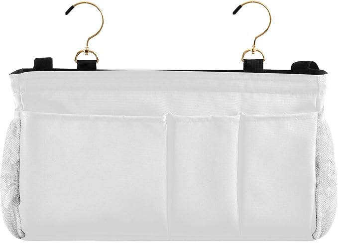 White Bedside Caddy Storage Bag Bedside Organizer - Image 2