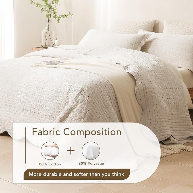 Lady Ann Oversized King Bedspread 120x120, Lightweight Quilted Wheat Coverlet 3 - Image 4