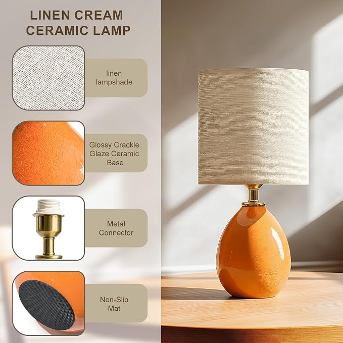 18.5" Table Lamp Set of 2 for Living Room Bedroom, Bedside Lamps for Night - Image 3
