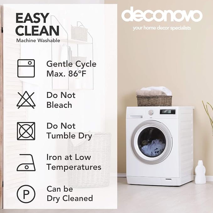 Deconovo Faux Linen Total Blackout Curtains Grommet Noise Reducing Panels - Image 8