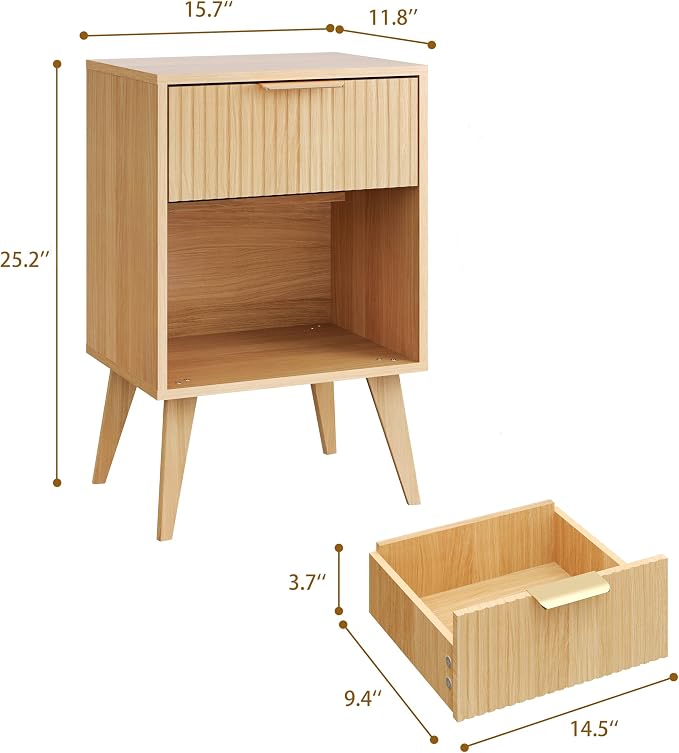 YAUKOMEL Fluted Nightstand - Image 2