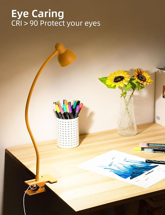 LiFMIRA Desk Lamp Clip on Lamp for Bed, LED Reading Light for Bed Yellow | 3 - Image 3