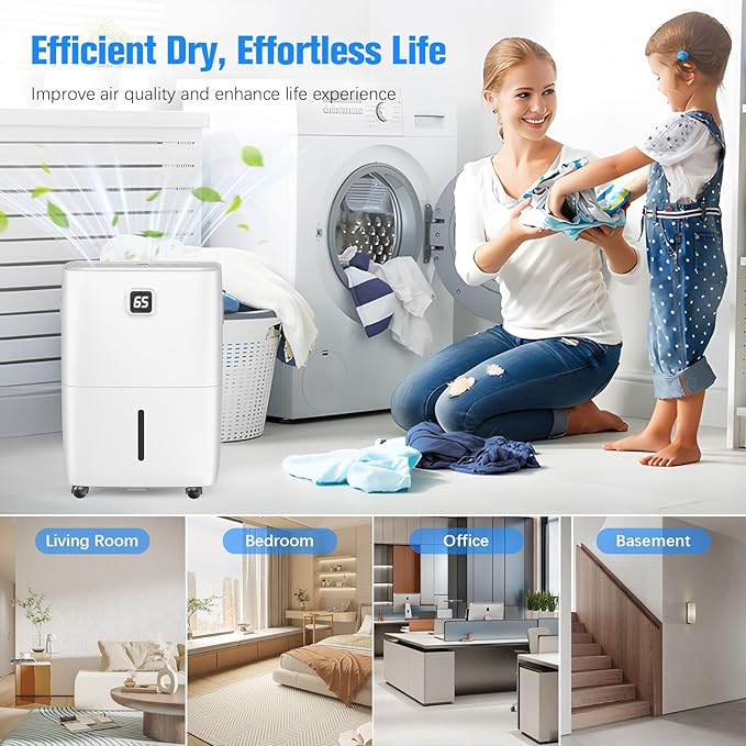 DEVERSE Max 80 Pints Energy Star Dehumidifier for Home/Bedroom/Basement, 4500 Sq.Ft Coverage, with Drain Hose, Smart Humidity Control & Large Tank