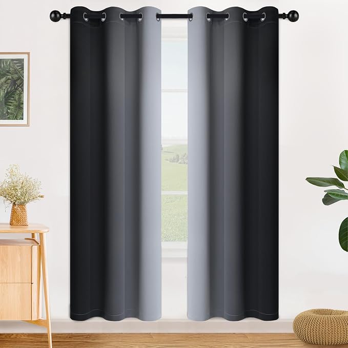 SimpleHome Ombre Black to Grey White Curtains by SimpleHome