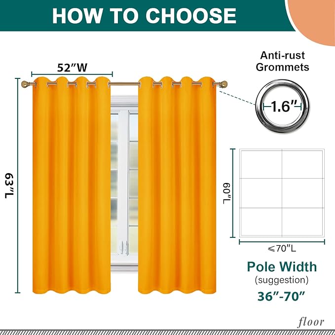 Diraysid 100% Blackout Curtains Yellow Linen Curtains - Image 5